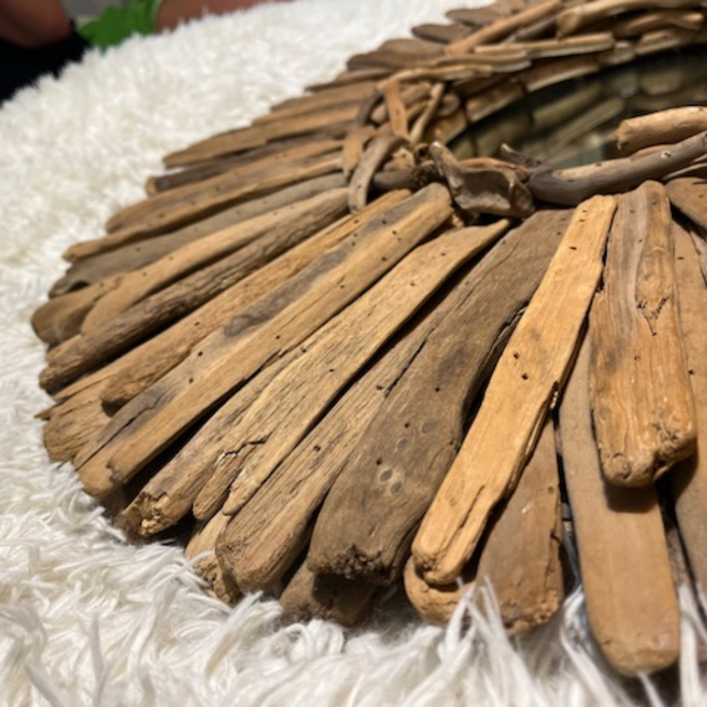 Natural Driftwood Sunburst Mirror